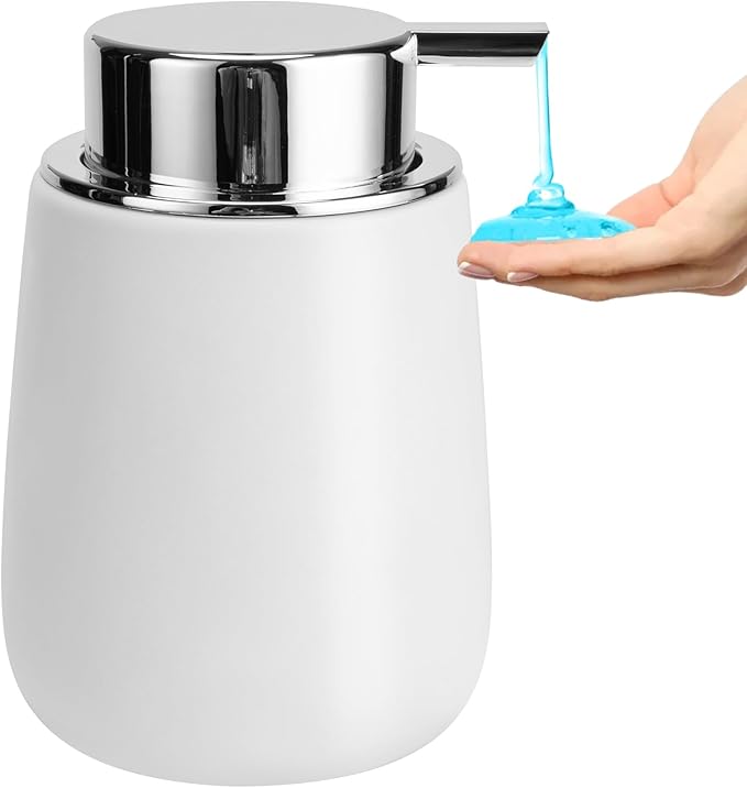Soap Dispenser Ceramic with Easy-to-Press Pump Hand Lotion Liquid Dispenser for Shampoo Bathroom Kitchen 12 oz