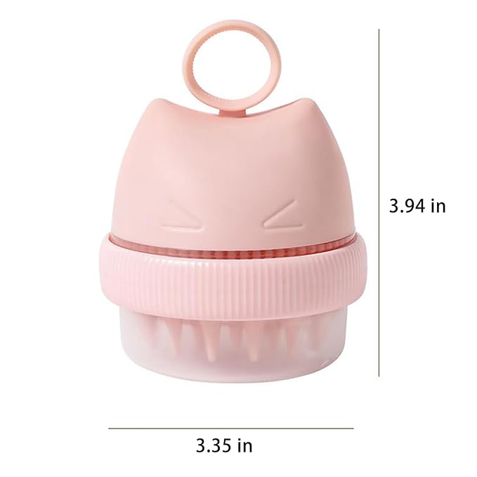 Silicone Cat Bath Brush - Soft Pet Grooming Tool with Integrated Shampoo Dispenser | Gentle Massage Bristles for Cats & Small Dogs(Pink)