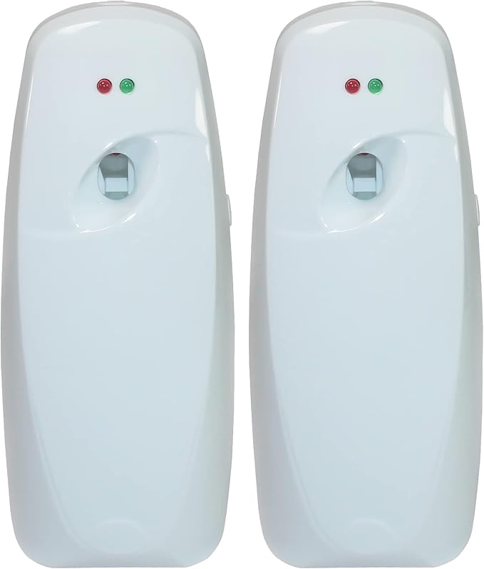 Automatic Air Freshener Spray Dispenser (2-Pack) ，Free Standing or Wall Mounted Automatic Aerosol Spray Dispenser Adjustable Aromatherapy Machines for Bedrooms, Bathrooms,Offices, Hotels (White)