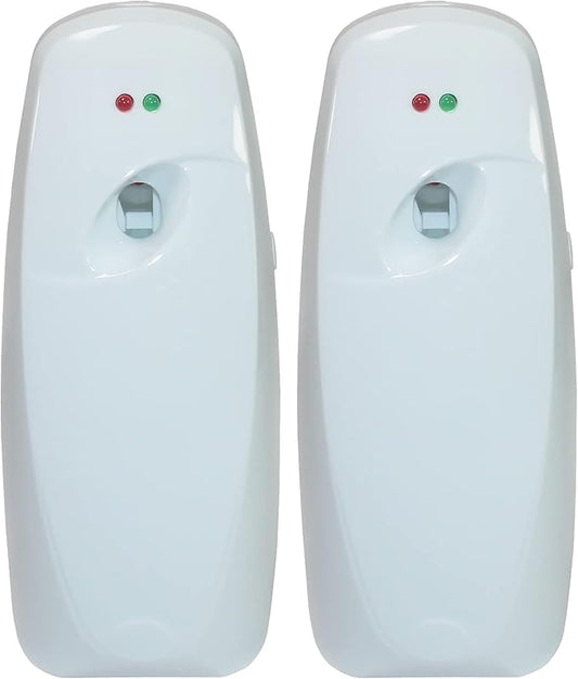 Automatic Air Freshener Spray Dispenser (2-Pack) ，Free Standing or Wall Mounted Automatic Aerosol Spray Dispenser Adjustable Aromatherapy Machines for Bedrooms, Bathrooms,Offices, Hotels (White)