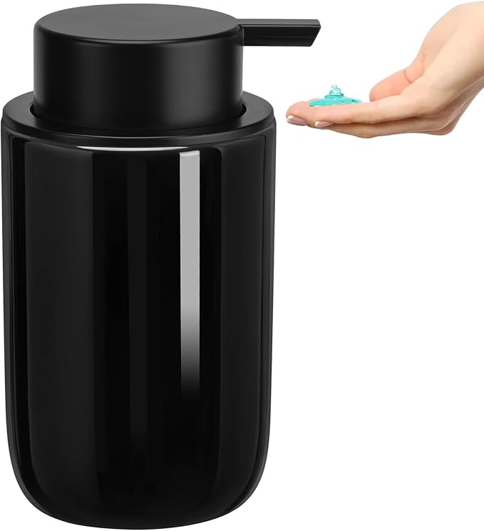 Soap Liquid Dispenser Ceramic with Easy-to-Press Pump Hand Liquid Dispenser (Can't Foam) for Shampoo Bathroom Countertop 13.5 oz