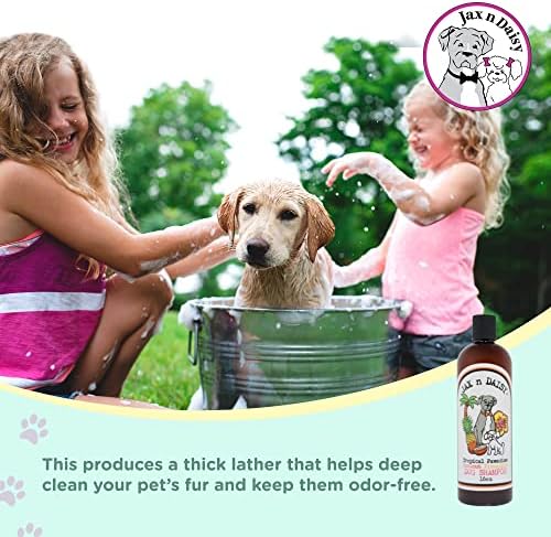 Jax n Daisy Tropical Pawadise Coconut Pineapple Dog Shampoo pet Shampoo for Dogs Dog Shampoos Conditioners Made with Essential Oils Grooming kit Adult and Puppy 16 oz Bottle