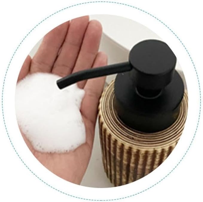 Comeon Hand Soap Dispenser, 400ml/13.5oz Ceramic Bathroom Dish Soap Dispenser for Kitchen Sink Brown Refillable Soap Dispensers in Kitchen Countertop Shower (13.5oz,Light Color)