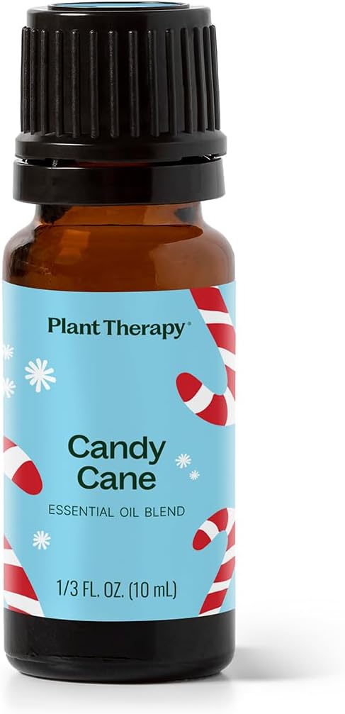 Plant Therapy Candy Cane Holiday Essential Oil Blend 10 mL (1/3 oz) Familiar, Sweet, Minty Aroma, Evokes The Scent of The Traditional Candy Cane, Use Topically, Uplifting and Invigorating Feeling