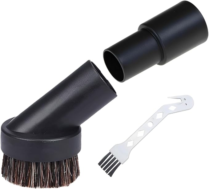 Vacuum Brush Attachment,25mm Horse Hair Brush with 1-1/4 to 1-3/8 Inch Hose Adapter for HV300 HV301 HV322 HV320 and Most 1.25 Inch Vacuum Cleaner