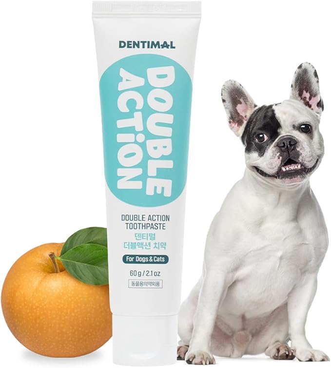 Dentimal Double Action Enzymatic Pet Toothpaste for Dogs & Cats, with Pear Stone Cells to Clean Teeth, Remove Plaque & Tartar, Freshens Breath, Gum Care, Safe for Puppies and Kittens, 2 fl oz