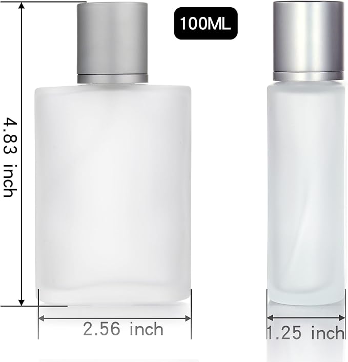 4 Pack 100ml/3.38 Oz Empty Frosted Glass Spray Bottle Perfume Atomizer, Refillable Spray Empty Perfume Bottles Fine Mist Atomizer Cosmetic Container for Travel (4 Pcs 100ml Frosted Bottles)
