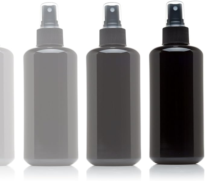 Infinity Jars 200 Ml (6.7 fl oz)Black Ultraviolet Glass Fine Mist Spray Bottle Cleaning Products Refillable Containers Homemade Perfume Blends Room, Sprays Bath Beauty Hair, Screw Top Bottles 10-Pack