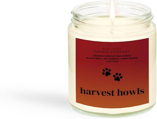 Harvest Howls | Mini Pet Friendly Candle | Pet Safe | All Natural Clean Burning Soy | Non-Toxic | Dog & Cat Safe | Pet Odor Eliminator | Air Freshening Scented Candle | 4 oz
