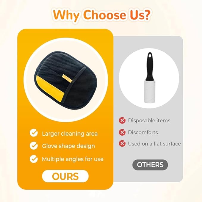 2PCS Electrostatic Gloves Pet Hair Removal, 2025 Reusable Dogs Cats Hair Remover Gloves for Furniture Sheets Clothes