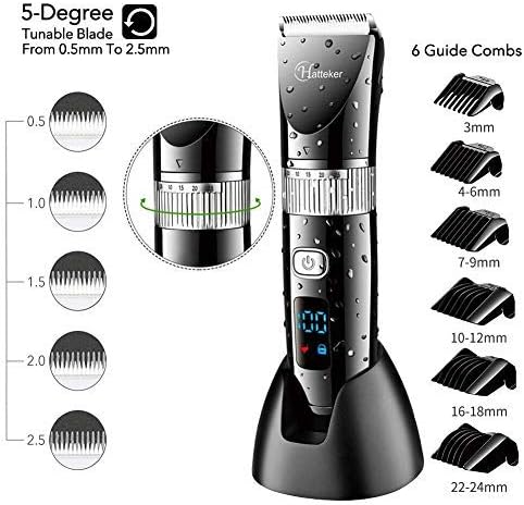 Hatteker Cordless Hair Trimmer Pro Hair Clippers Beard Trimmer for Men Haircut Kit Cordless USB Rechargeable Waterproof