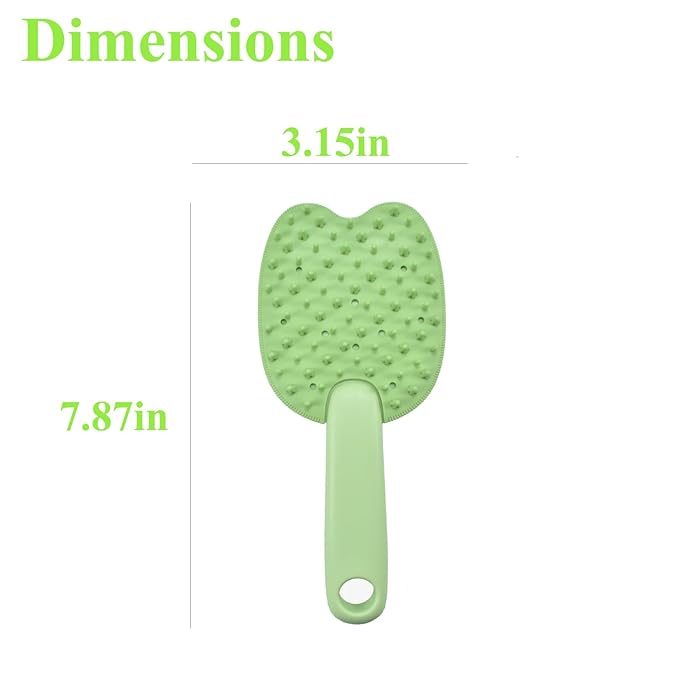 Cat Brush for Shedding Dog Brush Hair Cleaning Comb Bath Massage Tool for Shedding & Grooming, Remove Loose Hair, Cat Shape, Silicone Bristles (Green)