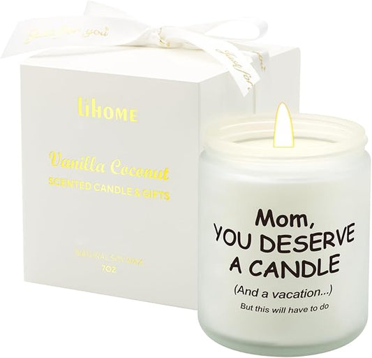 Lihome Gifts for Mom from Daughter Son, Funny Mothers Day & Birthday & Thanksgiving & Christmas Gifts, Vanilla Coconut Candles(7oz)