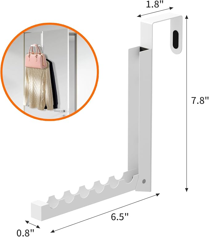 2 Pack Over The Door Drying Rack,Foldable Over Door Hooks Hanger Laundry Hanging Coat Rack with 6 Groves,Clothing Hanger Hook for Towel,Coat,Bag and Robe(White)