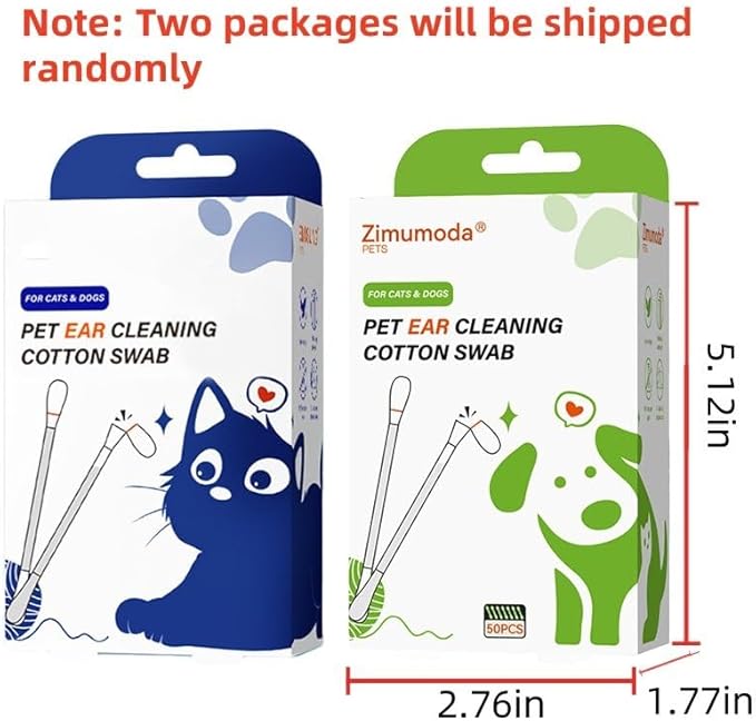 50 Pcs 2-in-1 Pet Ear Cleaning Cotton Swabs for Dogs & Cats - Essential Oil Infused Ear Cleaner Buds - Gentle Ear Wax Removal - Soothing Itch & Freshness - Individually Wrapped for Easy Use