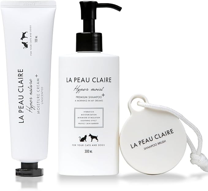 Hypoallergenic Dog Shampoo and Conditioner in 1, Cat Shampoo, Moisturizing, Tear-Free for Sensitive Skin, Puppies, with Pet-Friendly Fragrance, Includes Silicone Bath Brush (Shampoo & Moisturizer)