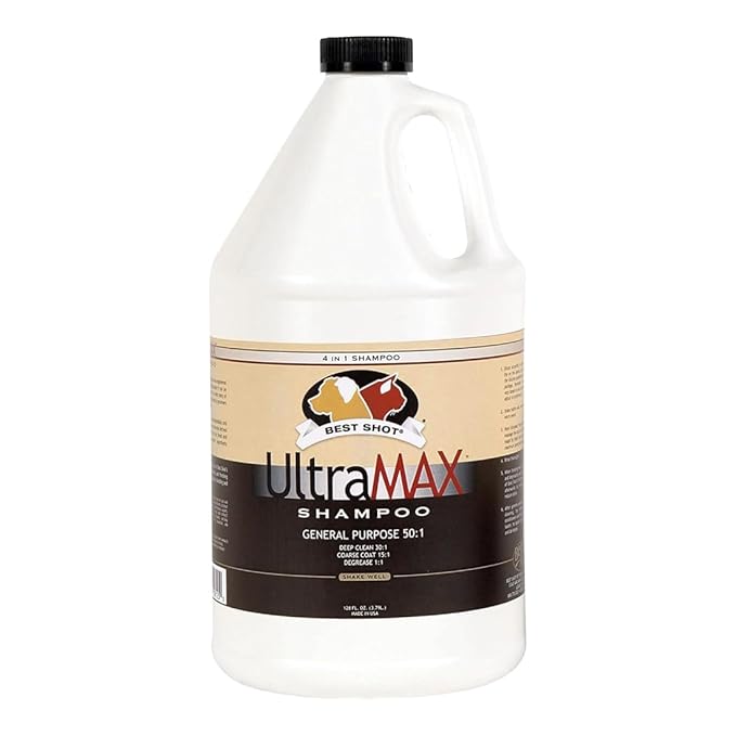 Best Shot UltraMAX Pro 4-in-1 Shampoo, Versatile Pet Shampoo, Ideal Pet Grooming Supplies, Ready to Use, Sweet Pea Essence, 1.1 Gallon