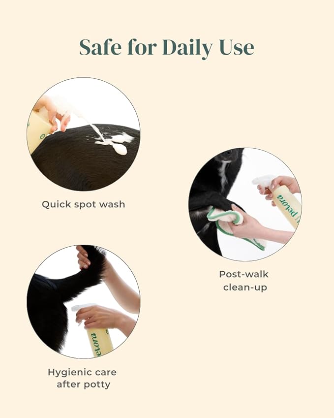 [petora] FURFECTION Rice Water Foaming Spray Shampoo for Dogs | Free of Harsh Ingredients, Fragrance | Hydrating, Deep Cleansing and Adding Shine | Plant-Based, pH-Balanced Formula (13.5 Fl Oz)