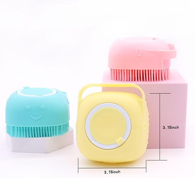 Pets Bath Brush | Scrubber for Bath | Dog Shampoo Brush | Dog Washing/Shower Brush, Suitable for Short/Long Haired Dogs, Dog Brush for Shedding, Bathing, Massaging & Grooming (blue) (yellow)
