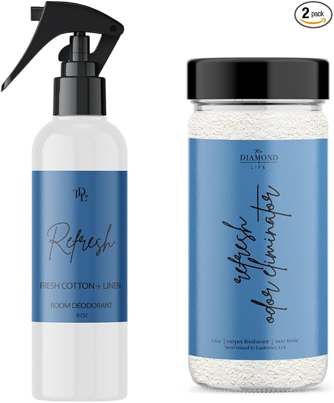 Home "REFRESH" Country Potpourri, Carpet Powder & Upholstery Freshener For Vacuuming With Room Spray Deodorizer, Air/Fabric/Linen Odor Eliminator For Homes With Kids & Pets Bundle