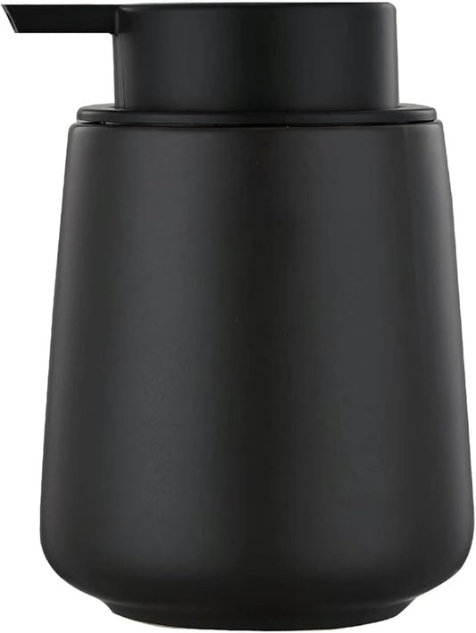 12Oz Black Soap Dispenser - Modern Ceramic Lotion Hand Soap Dispenser with Easy-to-Press Black Pump, Reusable and Refillable Liquid Dish Soap Dispenser for Bathroom & Kitchen