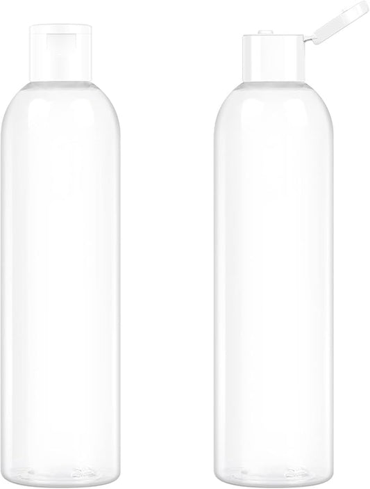 2 Pack 8 oz Travel Squeeze Bottles with Flip Caps Refillable Empty Plastic Containers for Toiletries Shampoo Lotions Oils
