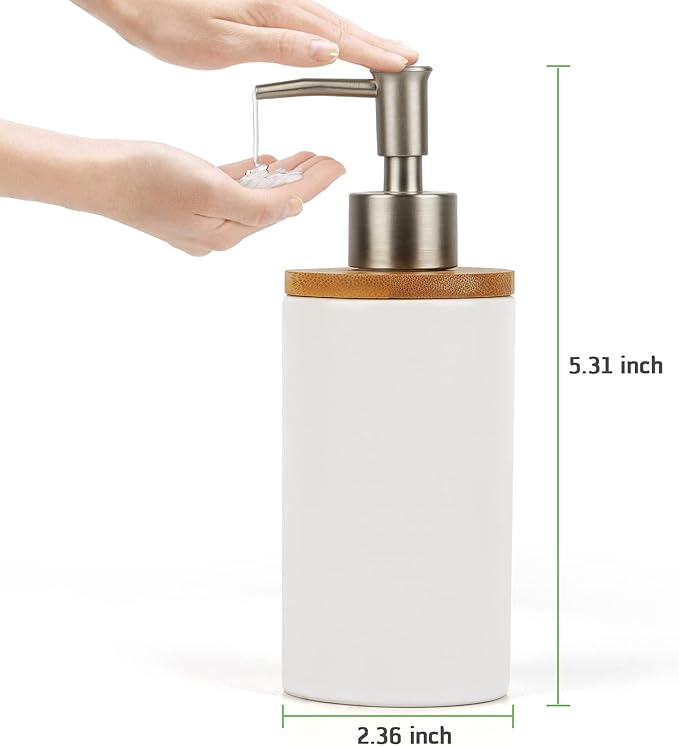 Ceramic Soap Dispenser Hand Soap Dispenser Refillable Liquid Great for Kitchen and Bathroom Decorative (White)