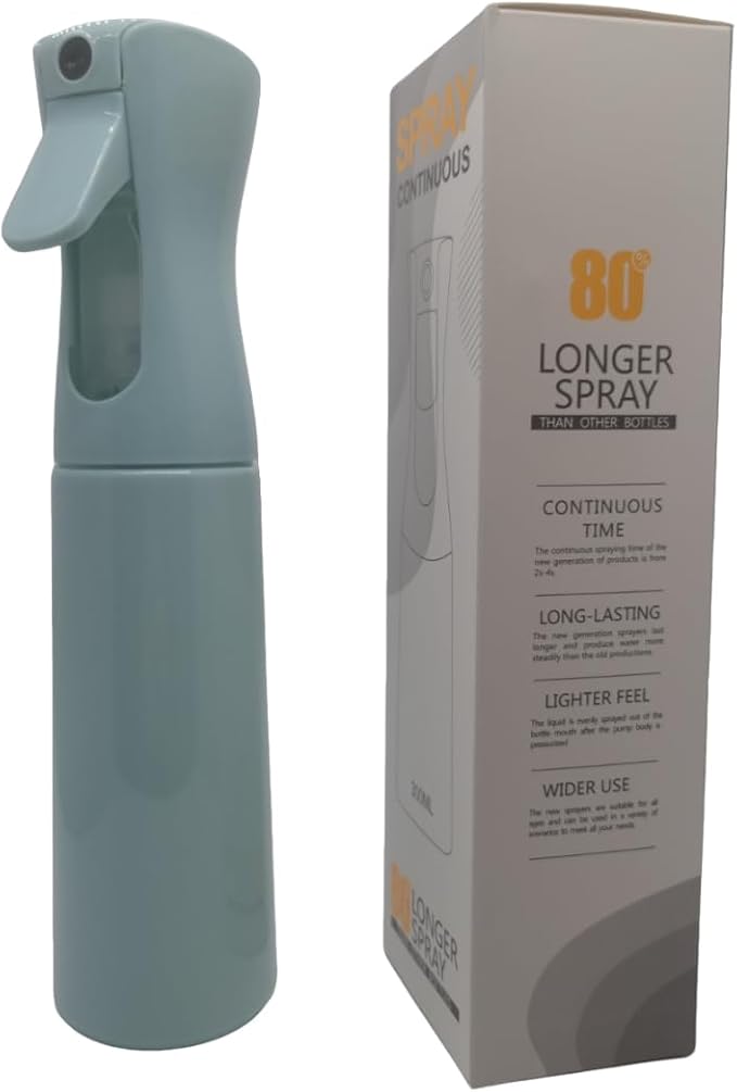Continuous Fine Mist Spray Bottle for Hair (10.1oz / 300ml) – Ultra Fine Sprayer for Hair-Styling, Barber, Cleaning, Plants, Pets & Salons - ((Sky Blue))