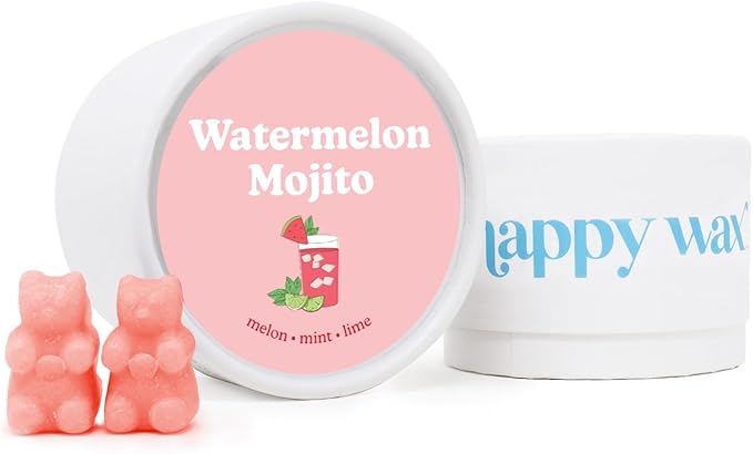 Happy Wax Watermelon Mojito Scented Bear Wax Melts - Natural Strong Scented Summer Wax Melts Infused w/Essential Oils - Non Toxic Wax Melt & Pet Safe Wax Melts - (4 oz Tin)