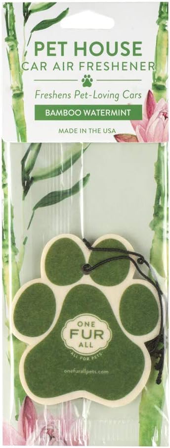 One Fur All Pet House Car Air Freshener - Bamboo Watermint Pack of 4 - Non-Toxic, Pet-Friendly Odor Eliminator For Small Spaces & Car - Hanging Air Freshener