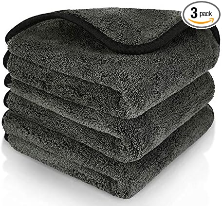Microfiber Car Cleaning Cloths,1200 GSM Ultra Thick Microfiber Towels for Cars, Soft Car Drying Towel for Washing, Polishing and Auto Detailing 16'' x 16'' (3 Pack)