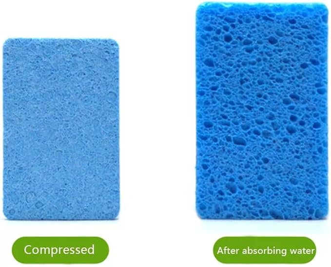 Compressed Cellulose Kitchen Sponges – 100% Natural, Biodegradable & Eco-Friendly – Space-Saving, Non-Scratch Cleaning Sponges for Dishes, Counters & More – 12 Pack
