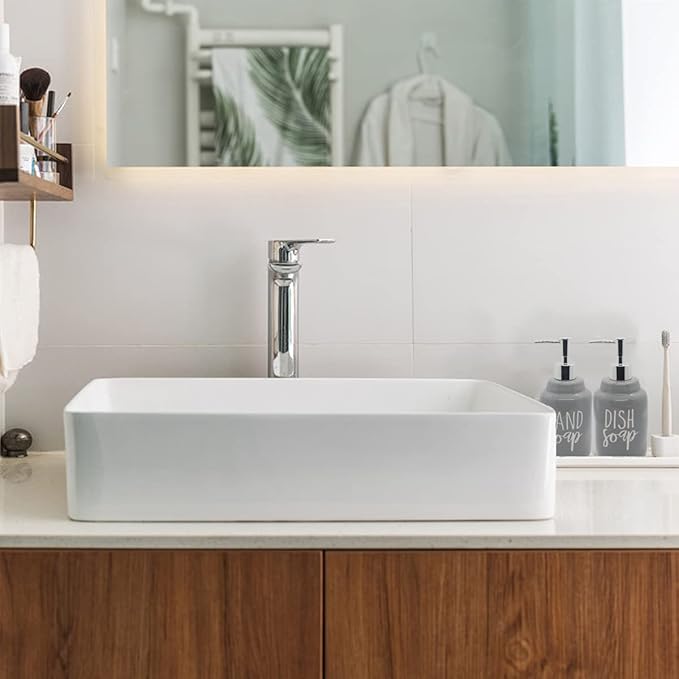 2 Pack Ceramics Hand Soap and Dish Soap Dispenser Set for Kitchen and Bathroom, Refillable Liquid Hand Soap and Premium Kitchen Soap Dispenser, Perfect for Counter Décor (Gray)