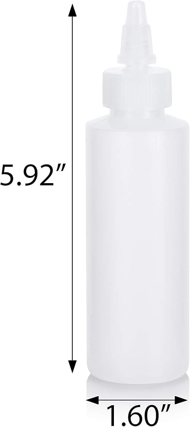 JUVITUS 4 oz / 120 ml Clear Natural Refillable Plastic Squeeze Bottle with Twist Top Spout (6 pack)