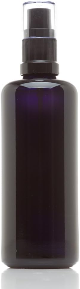 Infinity Jars 100 Ml (3.4 fl oz) Black Ultraviolet Glass Fine Mist Spray Bottle Cleaning Products Refillable Containers Homemade Perfume Blends Room, Sprays Bath Beauty Hair, Screw Top Bottles