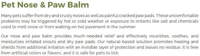 Nose & Paw Balm for Dogs & Cats - Dog Nose Balm, Natural Moisturizer for Crusty & Chapped Noses, Dry Pads - Safe, Unscented, Lickable, Organic Healing Ointment, 2 oz Jar treatment for dogs