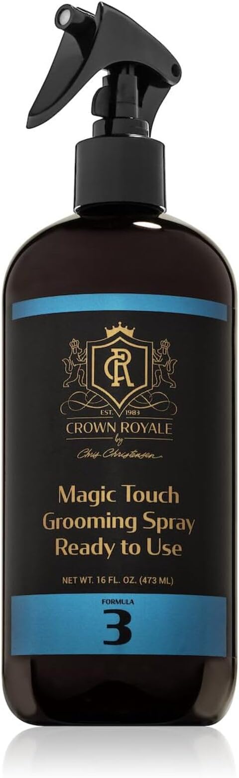 Crown Royale Magic Touch Formula 3 Pet Grooming Spray Ready-to-Use, No Heavy Build-Up, Finishing Spray, Prevents Coat Matting, Formulated with Conditioners, Made in USA, 16 oz