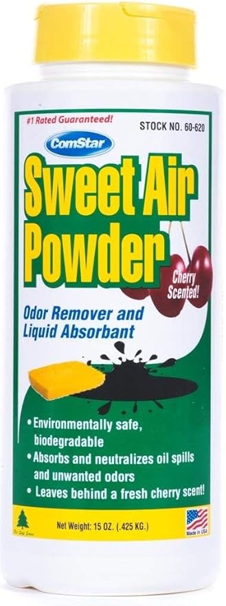 Comstar Sweet Air Powder, Odor Neutralizer Powder with A Strong But Pleasant Cherry Scent, Work Fast To Eliminate Unwanted Odors For Long Periods, Made in USA, 15 Oz. (60-620) White
