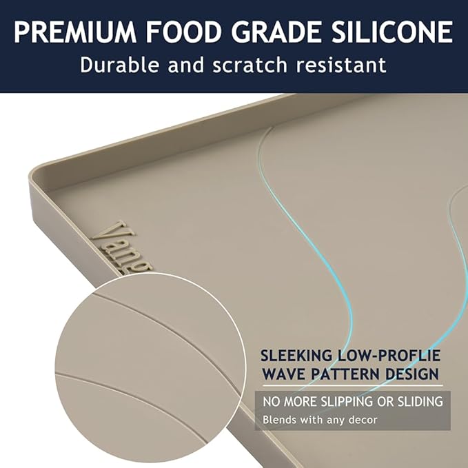 Heavy Duty Silicone Under Sink Mat for Kitchen&Bathroom 25" x 19", Waterproof Under Sink Rubber Mat Drip Tray, Raised Edge Under Sink Liner,Prevent Drips, Leaks, Spills,Brown