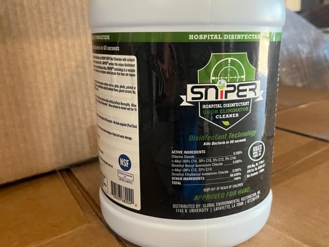 SNiPER Hospital Disinfectant, Odor Eliminator & All-Purpose Cleaner, 1 Gallon, 4-Pack