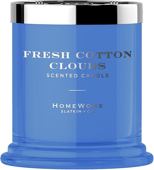 HomeWorx by SLATKIN + CO. Candle- Fresh Cotton Clouds, 8 oz. Premium Scented Candle - 25-35 Hours Burn Time