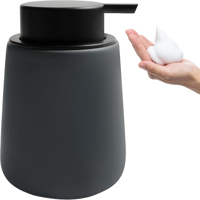 Soap Foaming Dispenser Ceramic with Easy-to-Press Pump Hand Foam Dispenser for Shampoo Bathroom Kitchen 12 oz