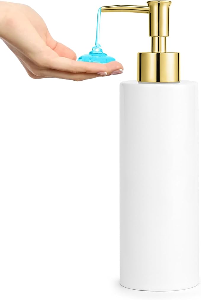 Ceramic Soap Dispenser 11.8oz Liquid Ceramic Soap Pump Dispenser for Bathroom, Refillable Dish Soap Dispenser for Kitchen