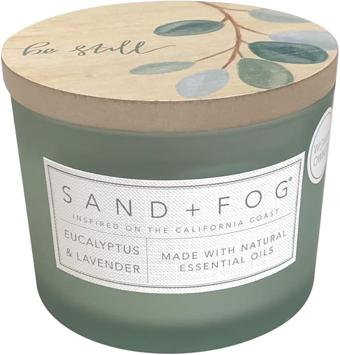 Sand + Fog Scented Candle - Eucalyptus & Lavender - Additional Scents and Sizes – 100% Cotton Lead-Free Wick - Luxury Air Freshening Jar Candles - Perfect Home Decor – 12 oz