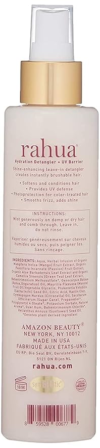 Rahua Hydration Detangler Spray + UV Barrier, Vegan Leave In Hair Spray, Conditioner for Added Shine, Damage Protection, Humidity & Frizz Control, Oil, Morete & Mango, All Hair Types, 6.5 Fl Oz