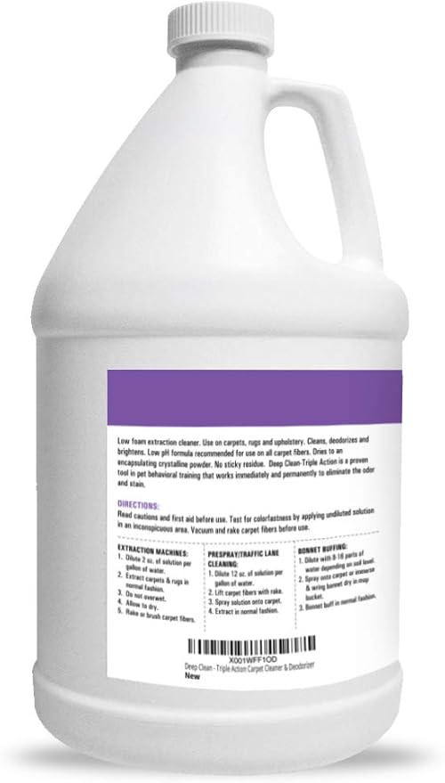 Professional Strength Deep Clean (Gal.) 3X Carpet Cleaner Solution & Deodorizer, Concentrated Encapsulating Carpet Shampoo, Pet Odor & Dirty Carpet Cleaning Solution 128 fl oz.