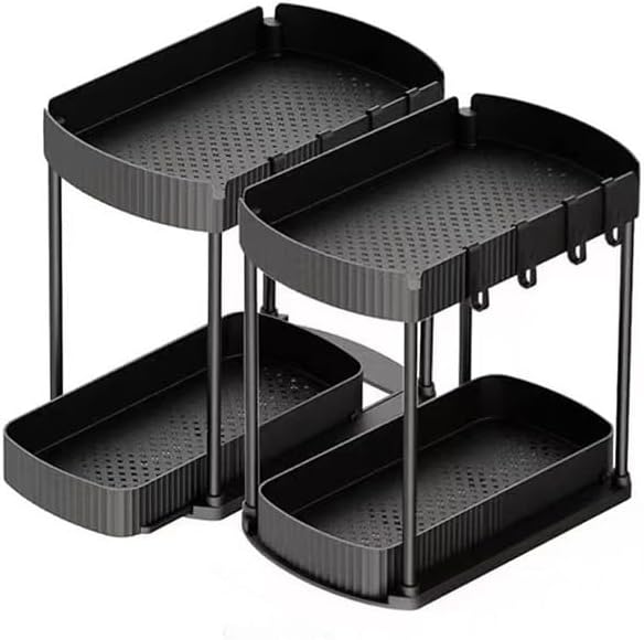 Ukeetap 2 Pack Multi-Purpose Pull-Out Storage Organizers, Under Sink & Cabinet Storage, 12.8 Inch, White (黑色)