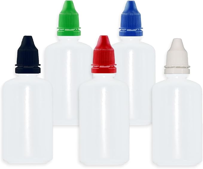 12 Pcs Dropper Bottles, 50ml/1.7 oz Empty Squeezable Small Mouth Dropper Bottle, Liquid Dropper Bottle with White Cap