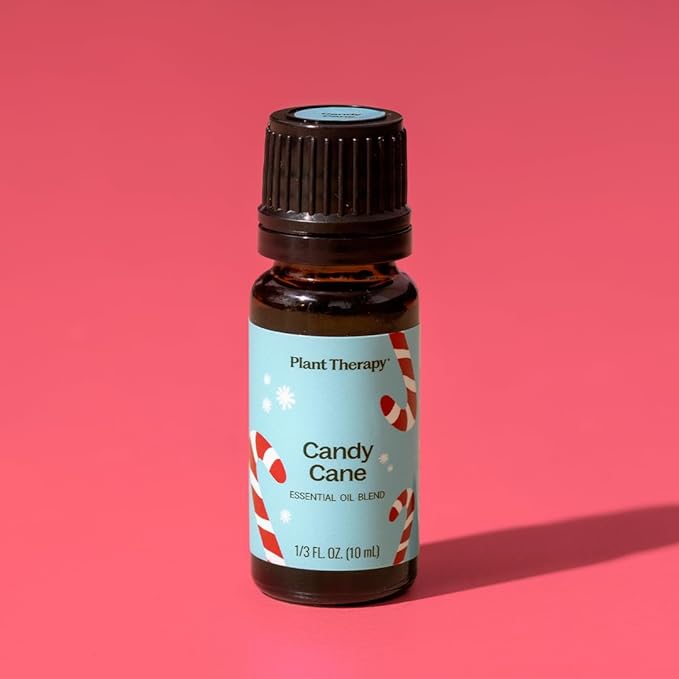 Plant Therapy Candy Cane Holiday Essential Oil Blend 10 mL (1/3 oz) Familiar, Sweet, Minty Aroma, Evokes The Scent of The Traditional Candy Cane, Use Topically, Uplifting and Invigorating Feeling
