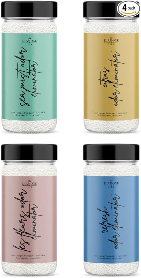 Home "FRESH Collection" Carpet Powder Bundle – 4-Pack Deodorizing Carpet & Upholstery Freshener – Sea Mist, Citrus, Le Fleurs & Refresh – For Vacuuming, Rugs, Pet Beds & Litter Boxes
